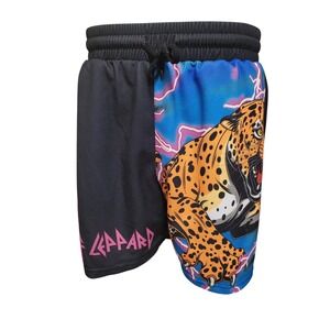 Def Leppard Mens Mesh Athletic Shorts Jaguar Graphic Lightning Drawstring Sz M